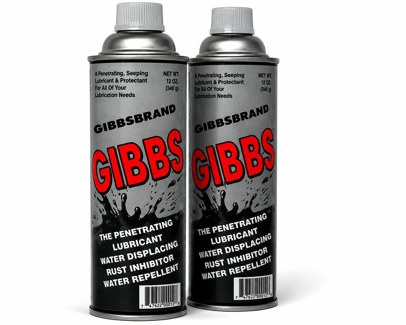 Two cans of Gibbs Brand penetrating lubricant spray side by side