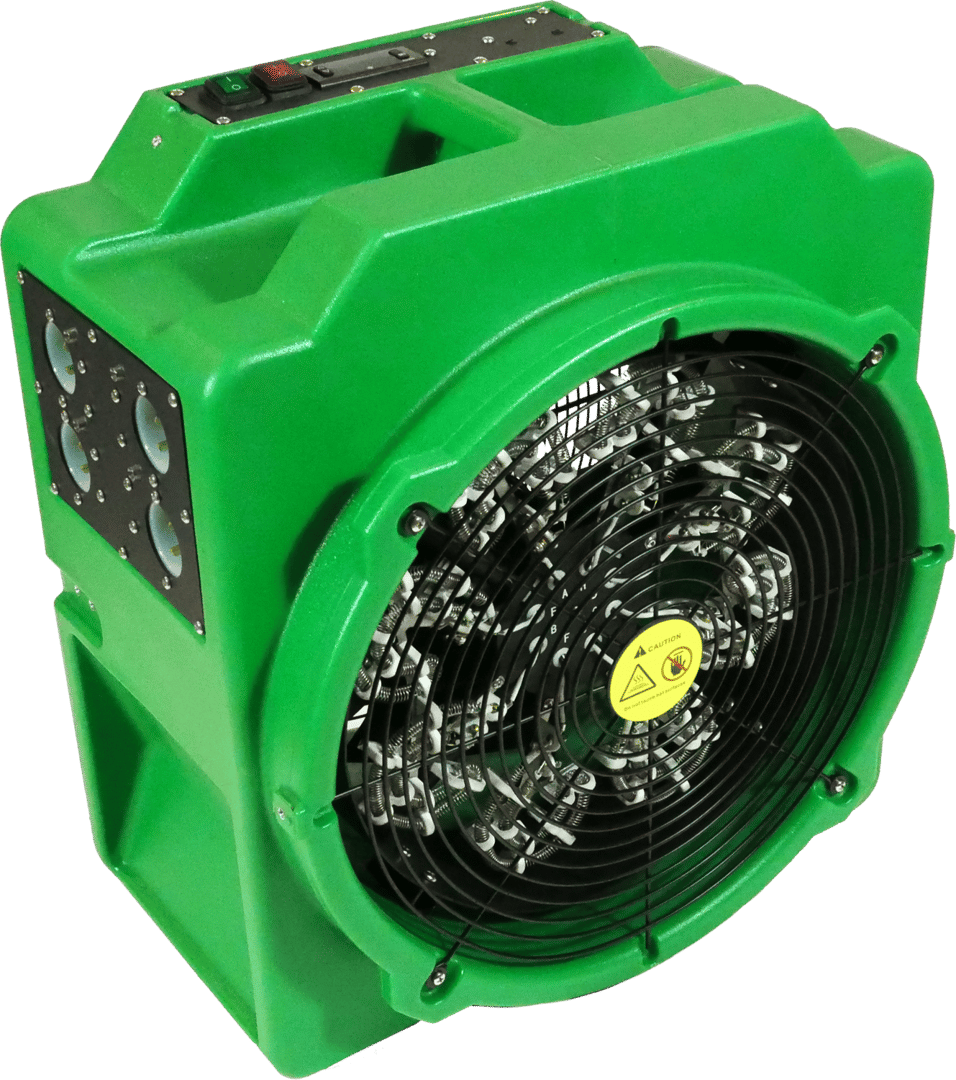 Green ePro 600 bed bug heater with black fan grille, side outlets and top control panel